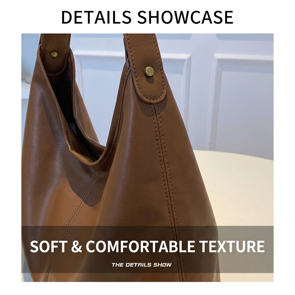 ホーボーショルダーバッグ 女性用 ソフトPUレザー スラウチ - Leather Work Bag Women のレビューと価格