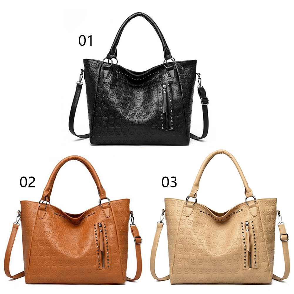 パンクスカルクロスボディバッグ PU レザースタッズファッシ - Leather Work Bag Women のレビューと価格