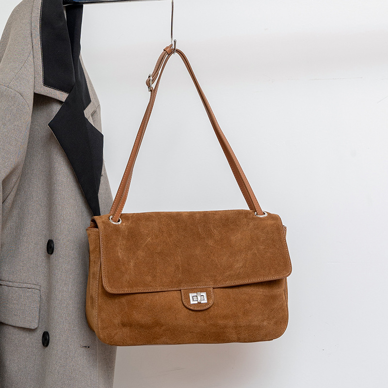 本物のスエードレザー製女性用アンダーアームショルダーバッグ、 - Leather Work Bag Women のレビューと価格
