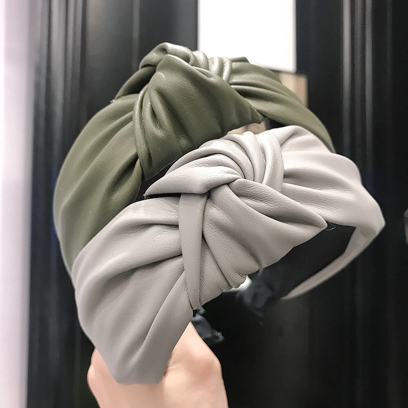 新しいファッションソリッドカラーの髪結び目ヘアバンド女性のた - Leatherwork Rings のレビューと価格