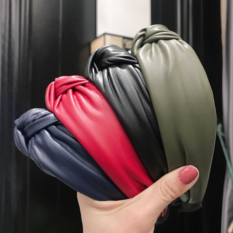 新しいファッションソリッドカラーの髪結び目ヘアバンド女性のた - Leatherwork Rings のレビューと価格
