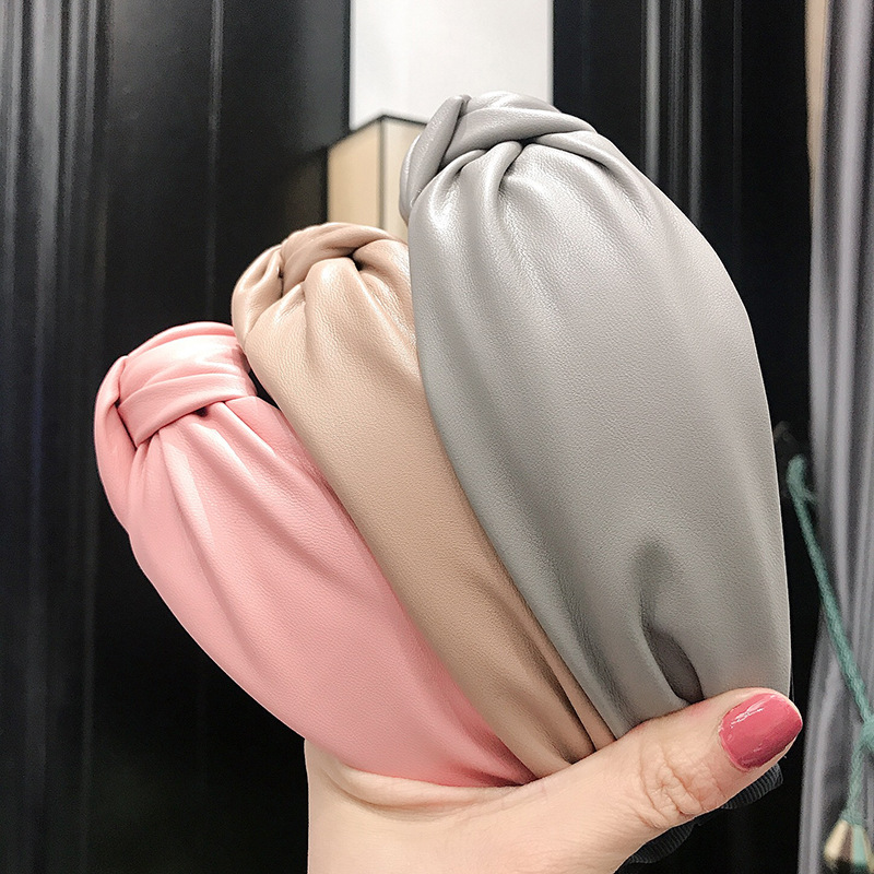 新しいファッションソリッドカラーの髪結び目ヘアバンド女性のた - Leatherwork Rings のレビューと価格