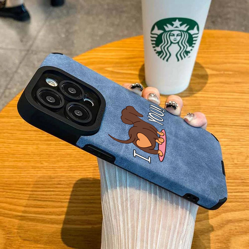 かわいいダックスフントのハート柄スマホケース iPhone  - Leather X のレビューと価格